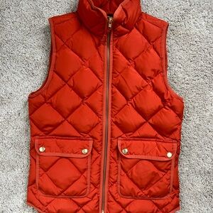 J. Crew Bright Orange Down Quilted Vest
